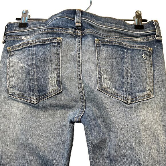 RAG & BONE Women's jeans, size 28, mid-rise skinny, blue denim, distressed - Picture 6 of 14